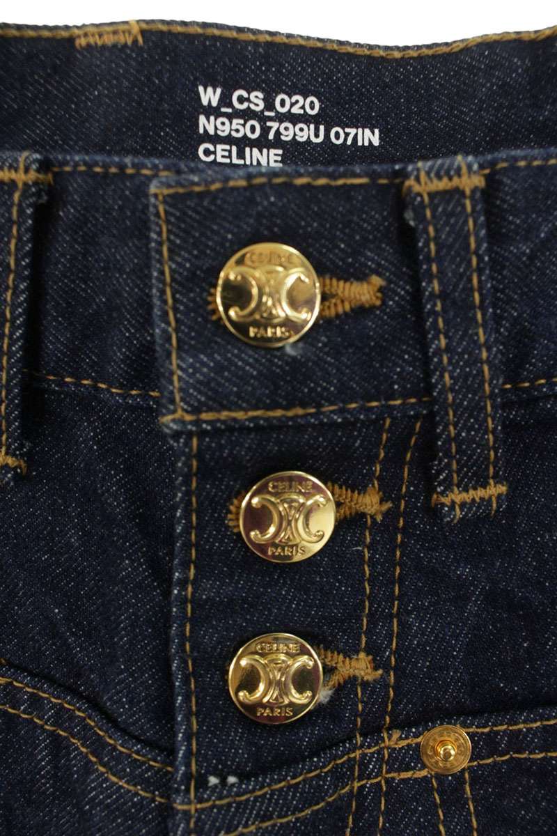 Celine Triomphe Denim Shorts Indigo Gold Size 28