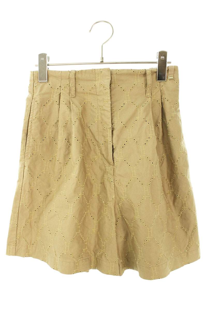 Herno Brown Monogram Logo Cotton Culotte Shorts Size 40