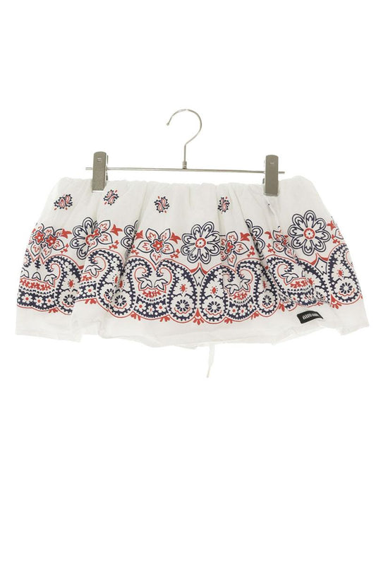 Miu Miu White Bandana Cotton Linen Shorts Size 38