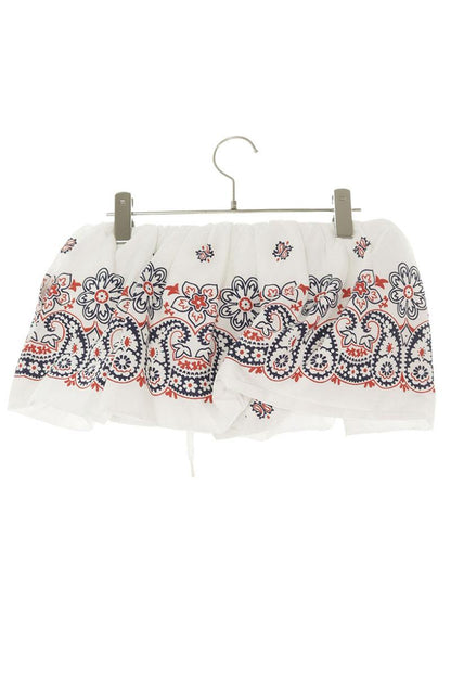 Miu Miu White Bandana Cotton Linen Shorts Size 38
