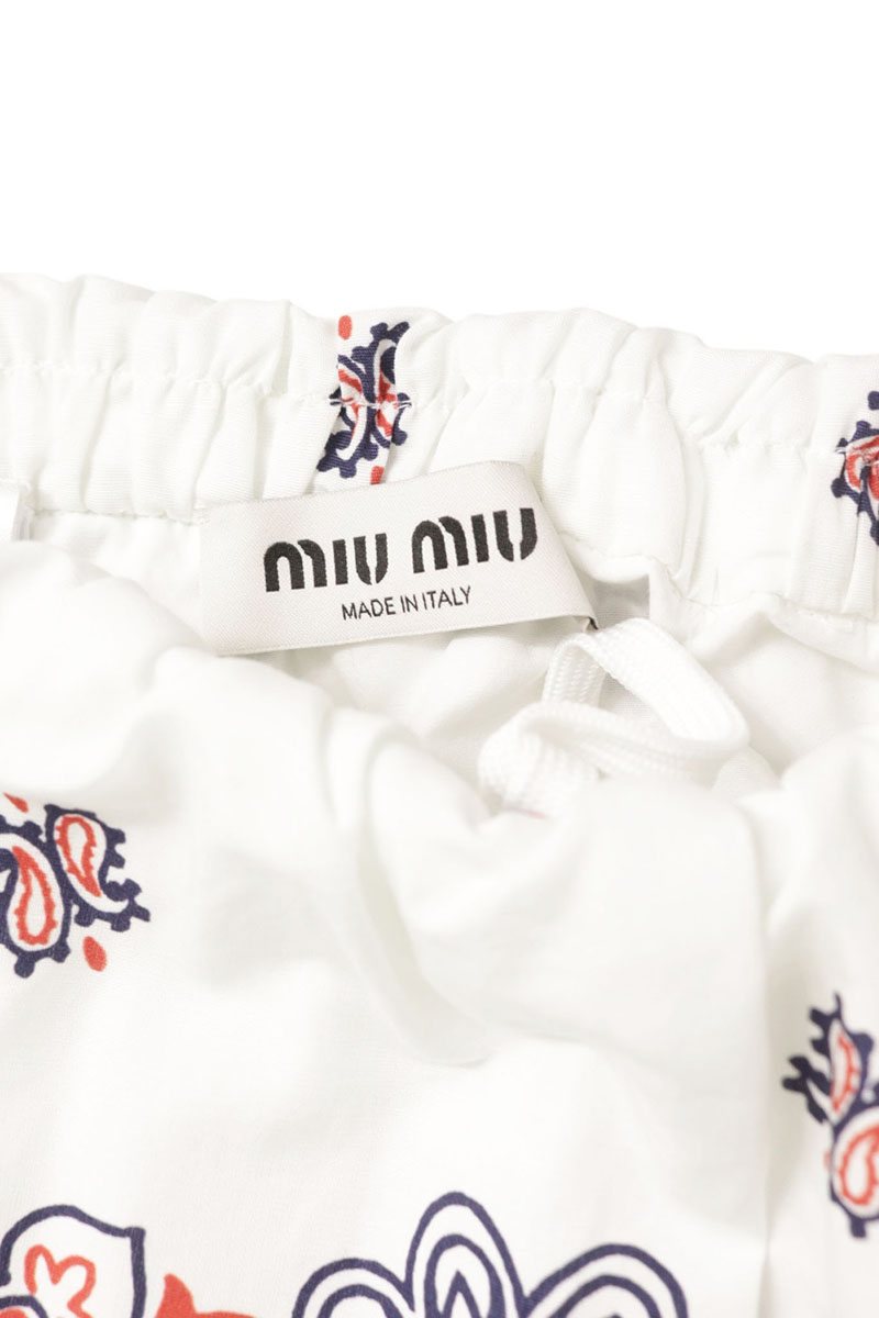 Miu Miu White Bandana Cotton Linen Shorts Size 38