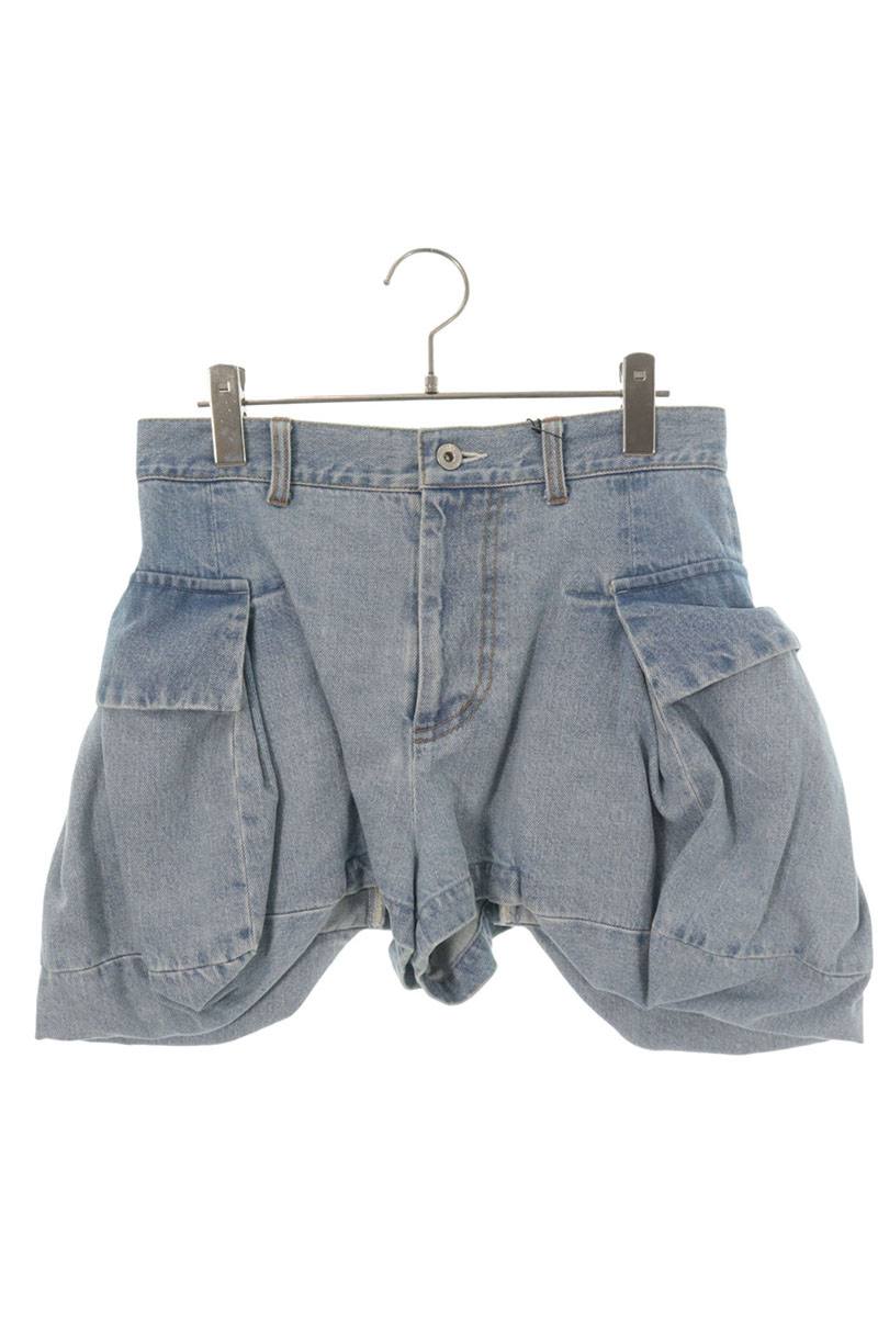Sacai Light Blue Cargo Denim Shorts Size 1
