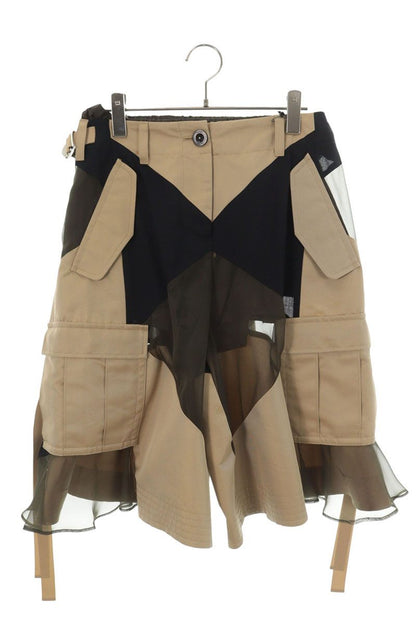 Sacai Beige Patchwork Panel Shorts Size 2
