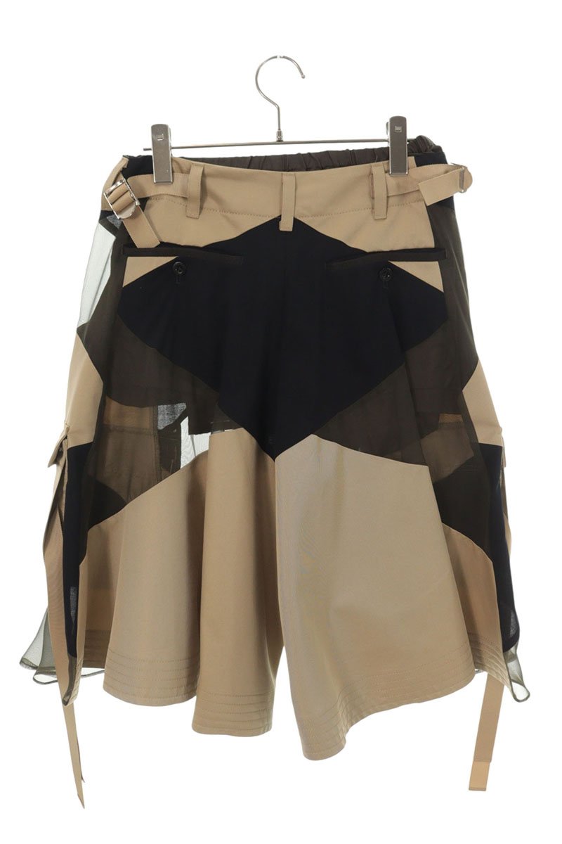 Sacai Beige Patchwork Panel Shorts Size 2
