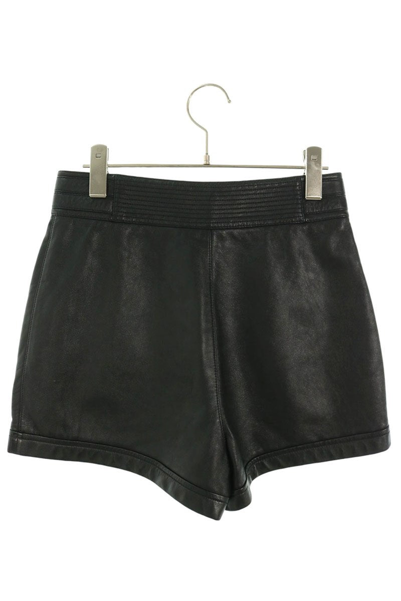 SAINT LAURENT PARIS Lamb Leather Shorts Black Size 36
