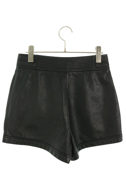 SAINT LAURENT PARIS Lamb Leather Shorts Black Size 36