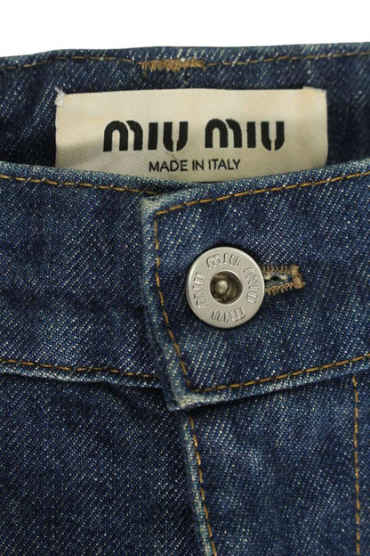 Miu Miu Logo Embroidered Low-Rise Indigo Jeans Size 24