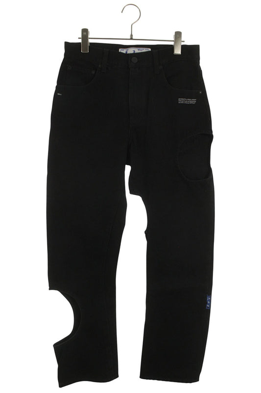 Off-White Cutout Straight Black Jeans Size 26