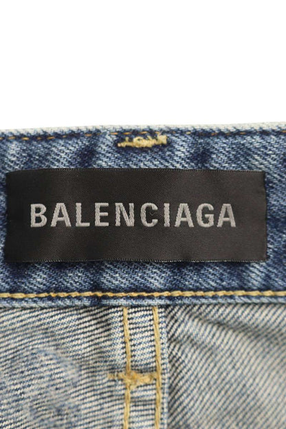 Balenciaga All-Over Logo Button Fly Indigo Jeans Size 26