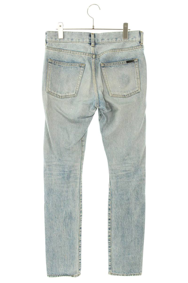 Saint Laurent Paris Washed Indigo Skinny Fly Jeans Size 28