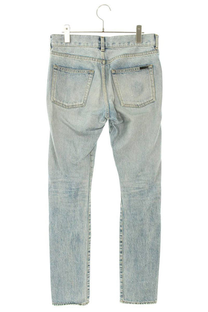 Saint Laurent Paris Washed Indigo Skinny Fly Jeans Size 28