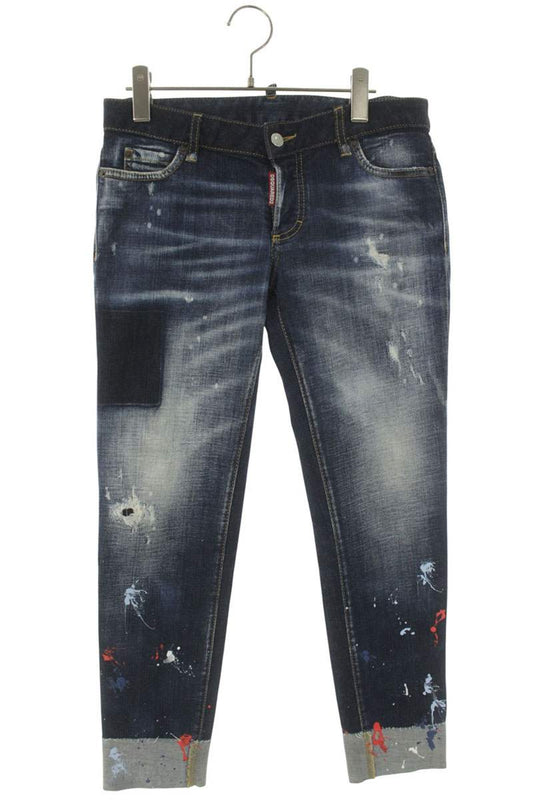 Dsquared2 Paint Splatter Blue Button Fly Jeans Size 40