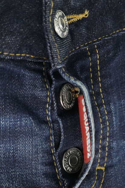 Dsquared2 Paint Splatter Blue Button Fly Jeans Size 40