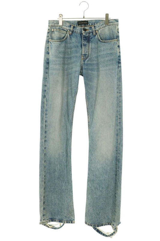 Balenciaga Low Waist Straight Denim Jeans Light Blue Size 25