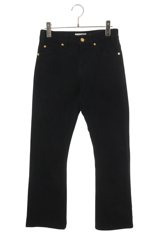 Celine Black Lulu Jean Triomphe Button Flare Jeans Size 24