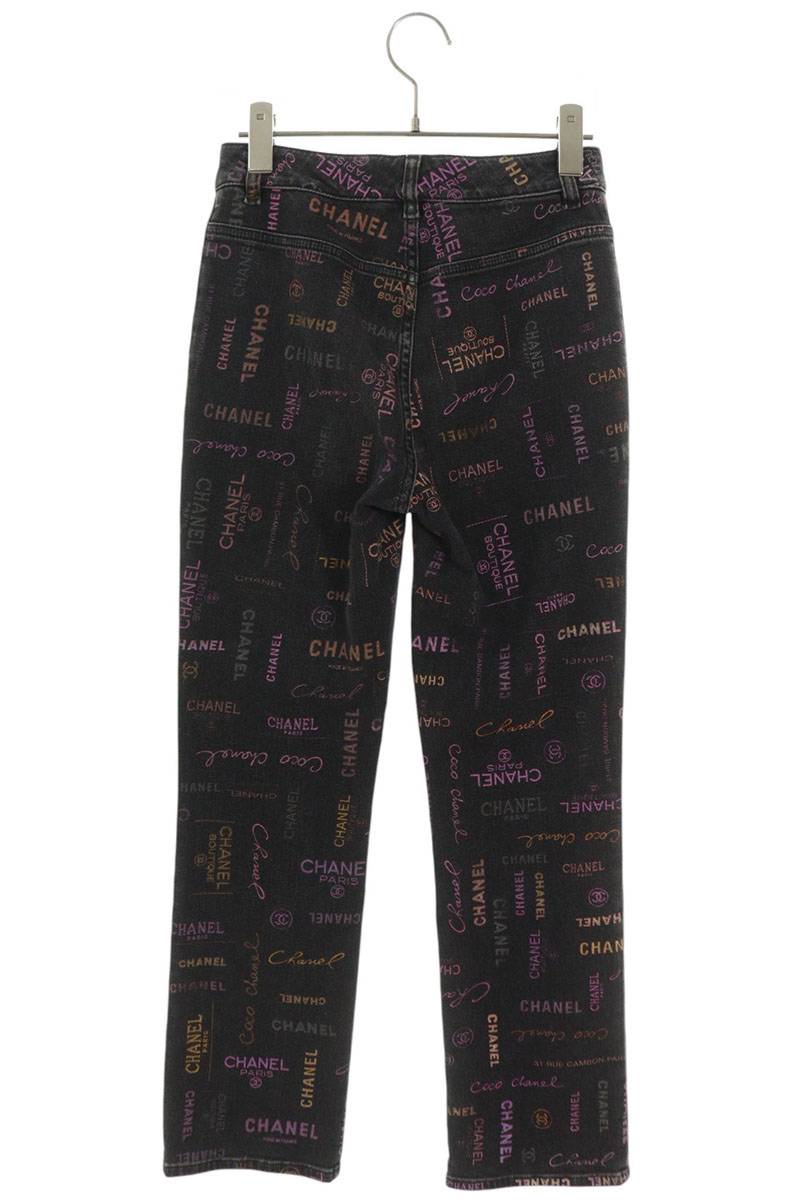 CHANEL Coco Mark Logo All-Over Denim Jeans Size 34