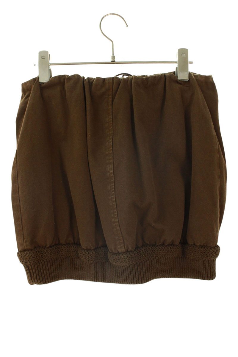 Miu Miu Brown Logo Patch Padded Canvas Skirt Size 36