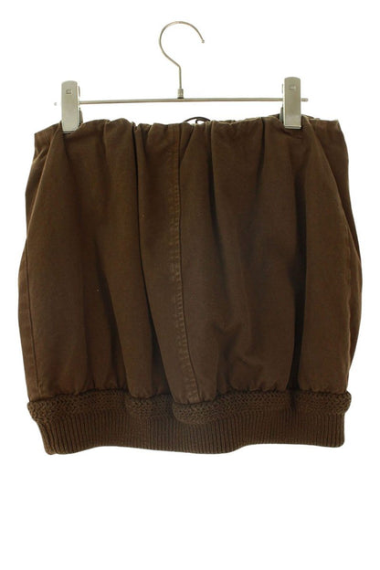 Miu Miu Brown Logo Patch Padded Canvas Skirt Size 36