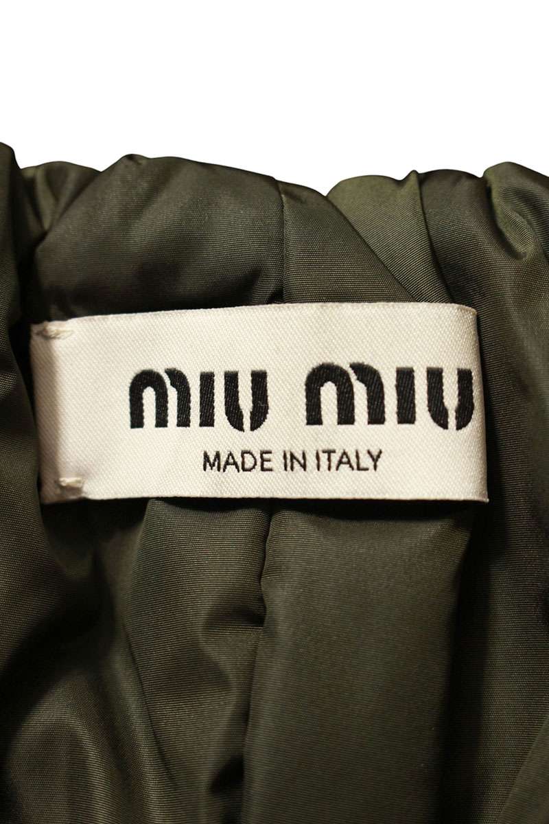 Miu Miu Brown Logo Patch Padded Canvas Skirt Size 36