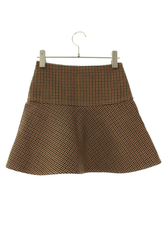Celine Brown Houndstooth Emblem Button Skirt Size 36