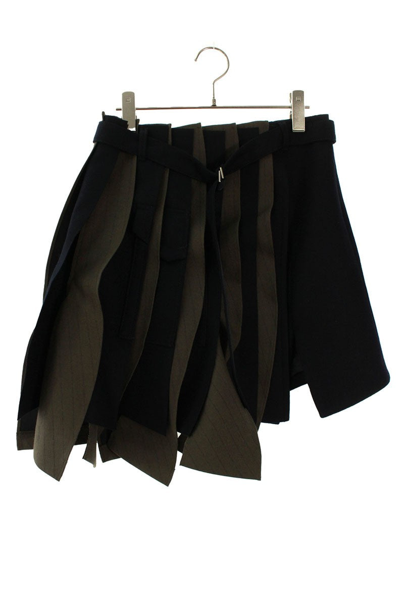 Sacai 24AW Wool Melton Midi Skirt Navy Khaki Size 1