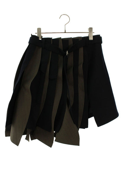 Sacai 24AW Wool Melton Midi Skirt Navy Khaki Size 1