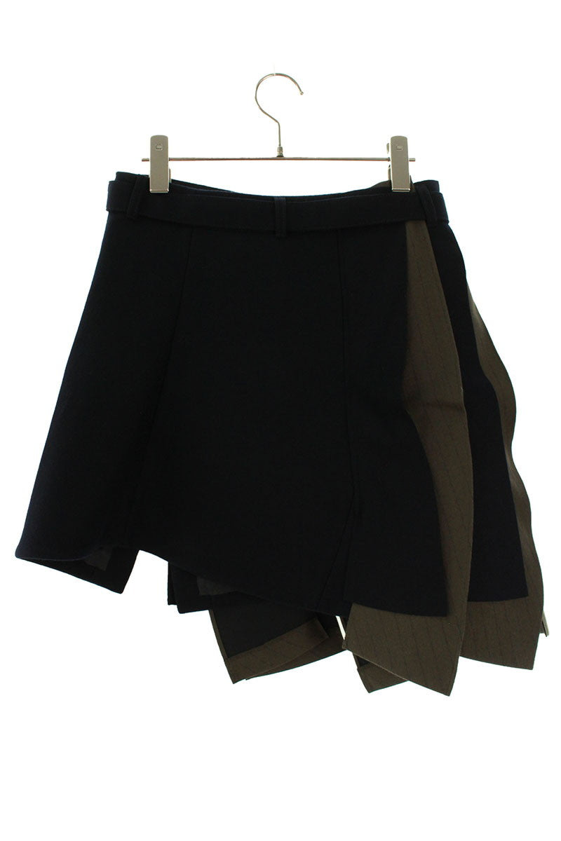 Sacai 24AW Wool Melton Midi Skirt Navy Khaki Size 1