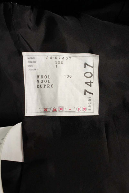 Sacai 24AW Wool Melton Midi Skirt Navy Khaki Size 1