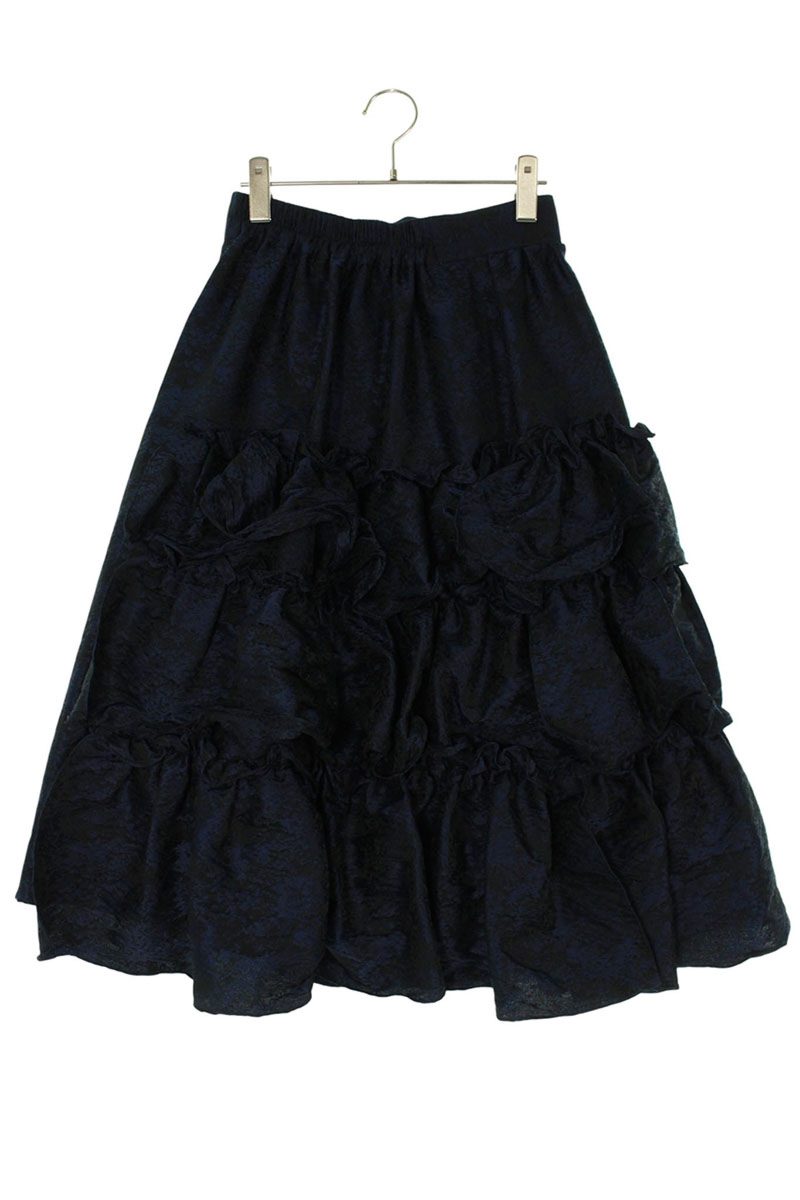 Vintage Navy Polyester Asymmetrical Skirt 22AW Size 38