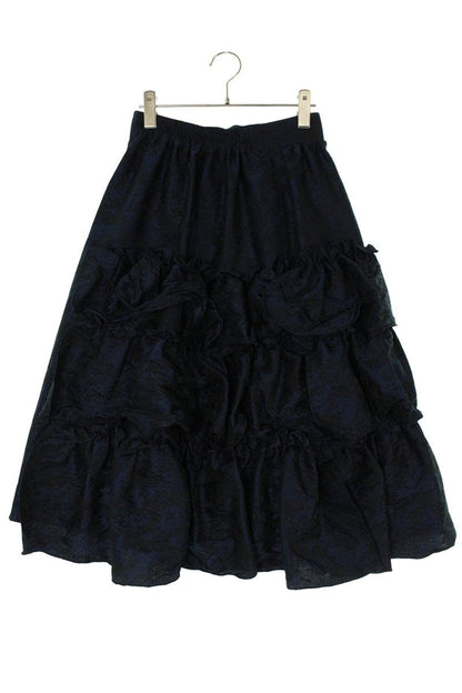 Vintage Navy Polyester Asymmetrical Skirt 22AW Size 38