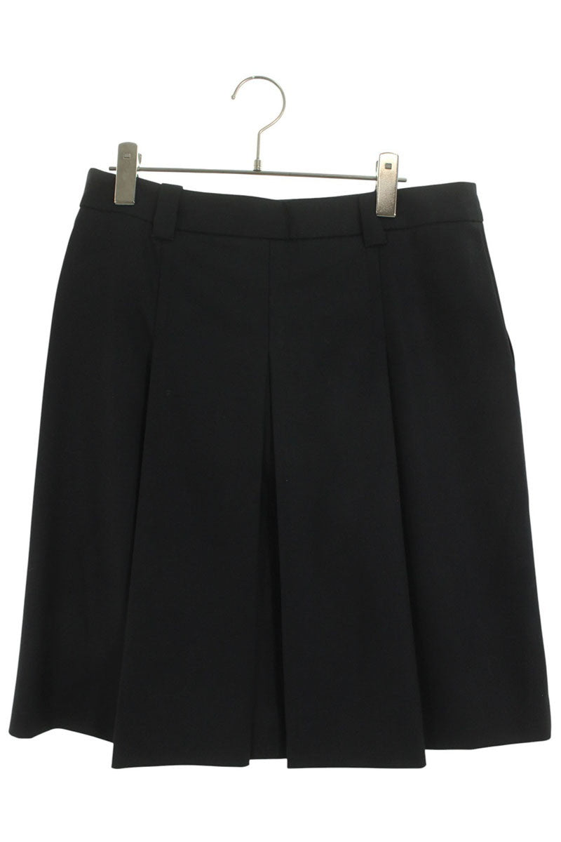 Miu Miu Cord Wrap Pleated Skirt Navy Virgin Wool Size 38
