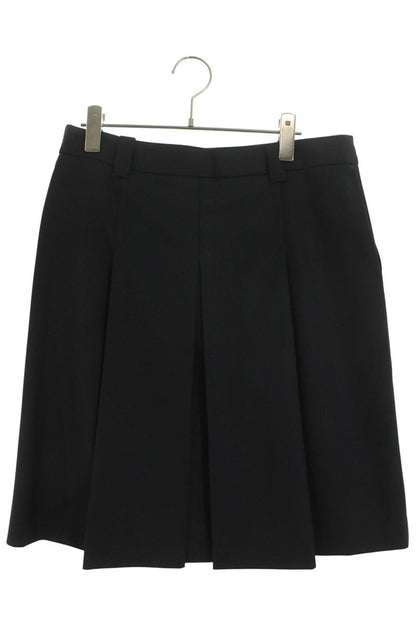 Miu Miu Cord Wrap Pleated Skirt Navy Virgin Wool Size 38