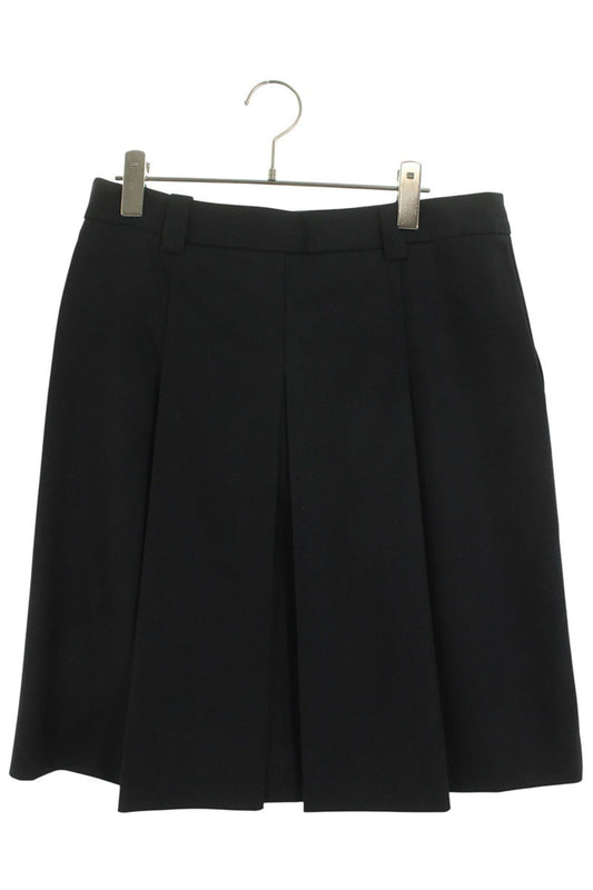 Miu Miu Cord Wrap Pleated Skirt Navy Virgin Wool Size 38