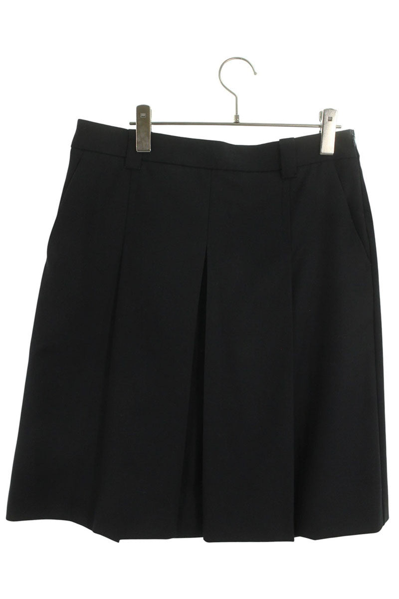 Miu Miu Cord Wrap Pleated Skirt Navy Virgin Wool Size 38