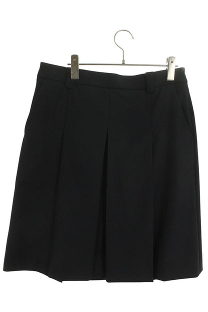 Miu Miu Cord Wrap Pleated Skirt Navy Virgin Wool Size 38