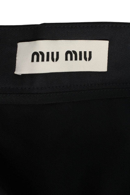 Miu Miu Cord Wrap Pleated Skirt Navy Virgin Wool Size 38