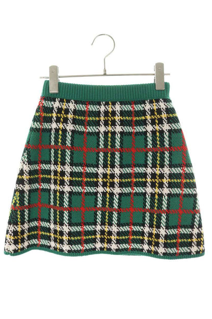 Miu Miu Green Wool Tartan Check Skirt Size 36