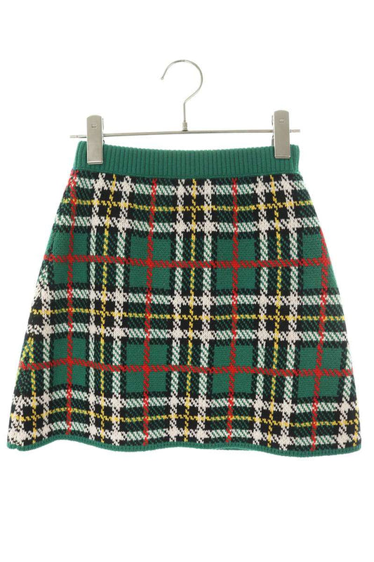 Miu Miu Green Wool Tartan Check Skirt Size 36