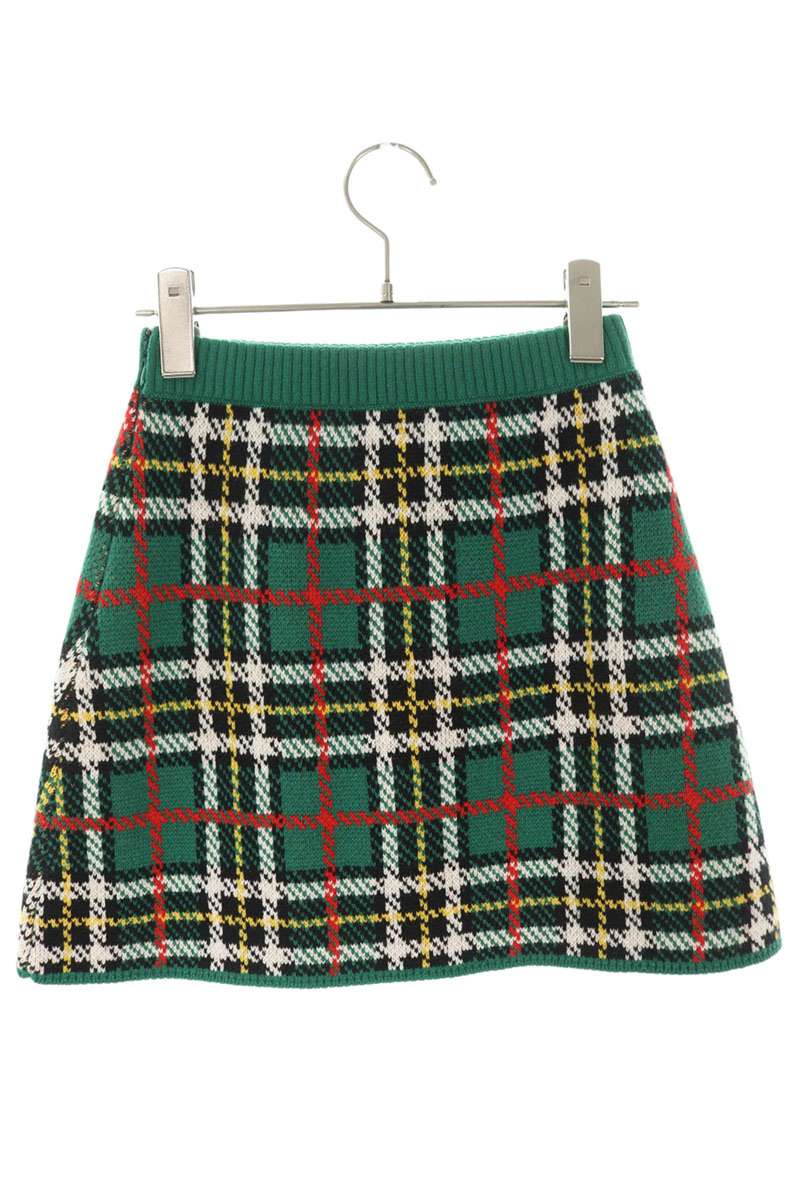 Miu Miu Green Wool Tartan Check Skirt Size 36