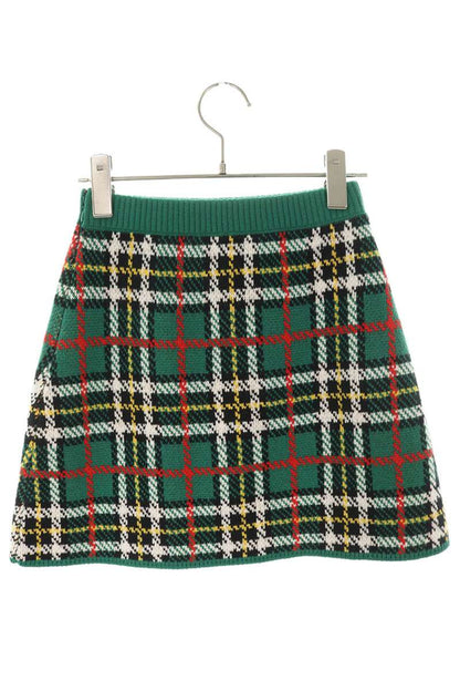 Miu Miu Green Wool Tartan Check Skirt Size 36
