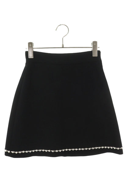 Miu Miu Pearl Bijoux Black White Skirt Size 36