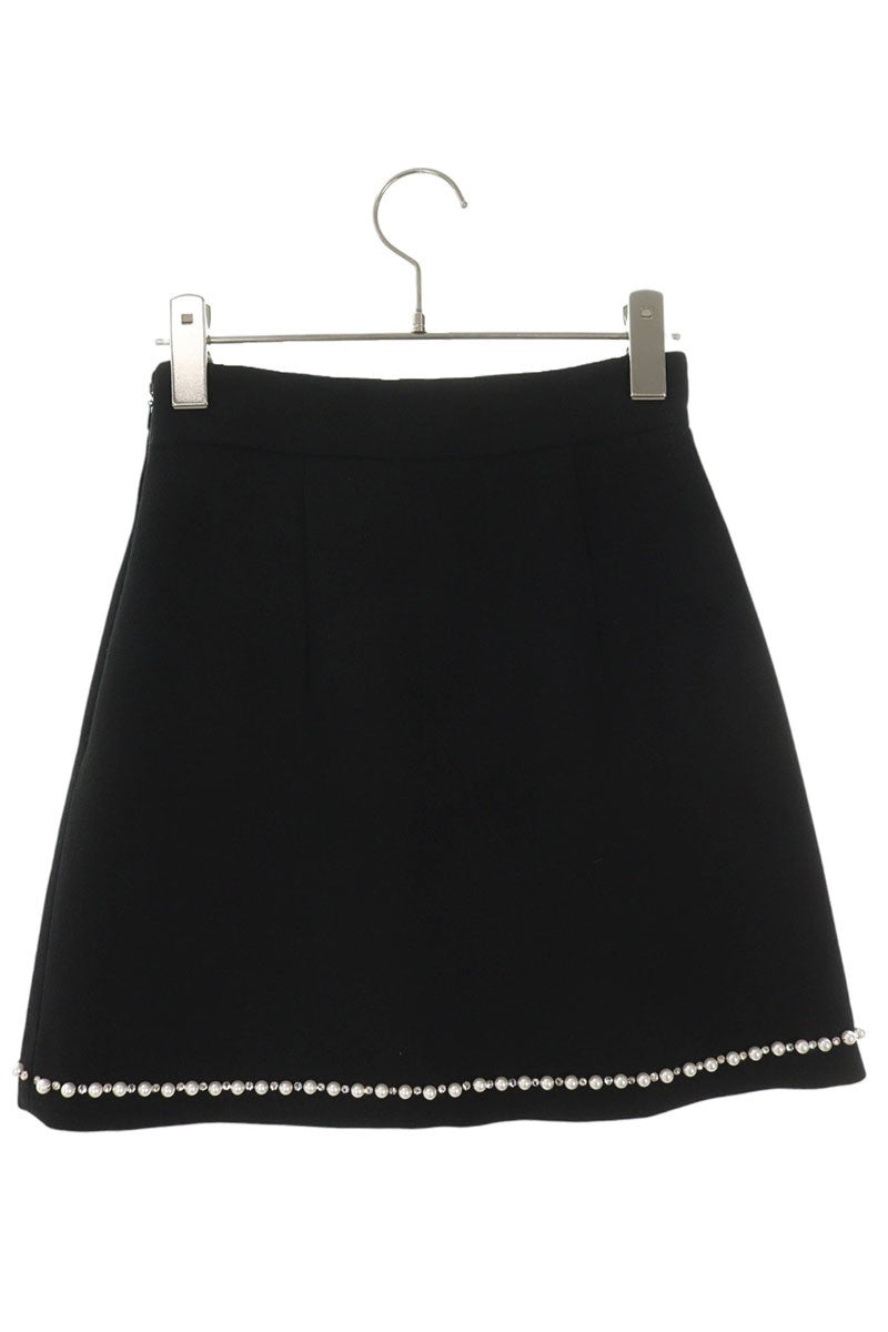 Miu Miu Pearl Bijoux Black White Skirt Size 36