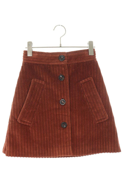 Miu Miu Brown Front Button Corduroy Skirt Size 36
