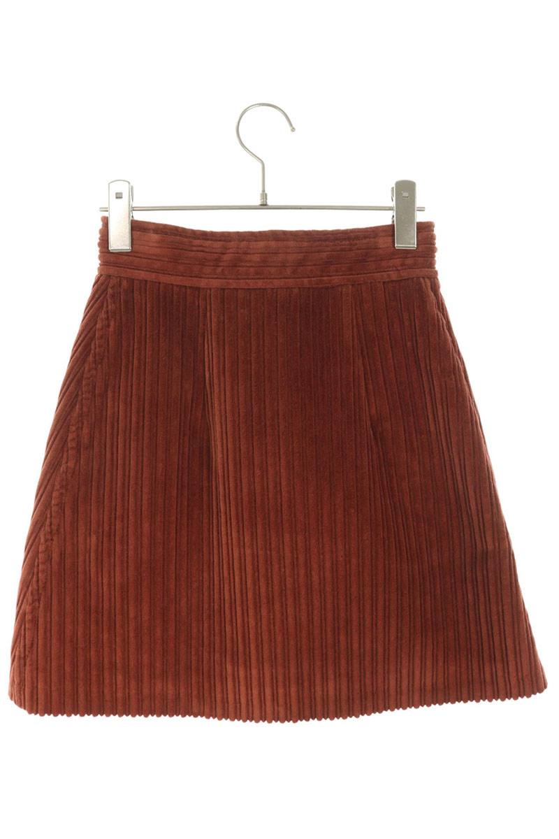 Miu Miu Brown Front Button Corduroy Skirt Size 36
