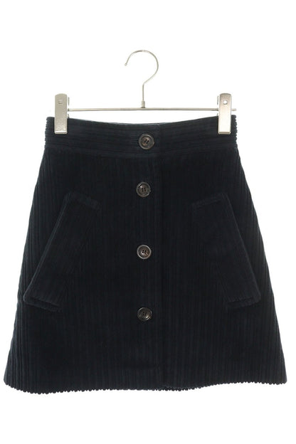 Miu Miu Black Front Button Corduroy Skirt Size 36