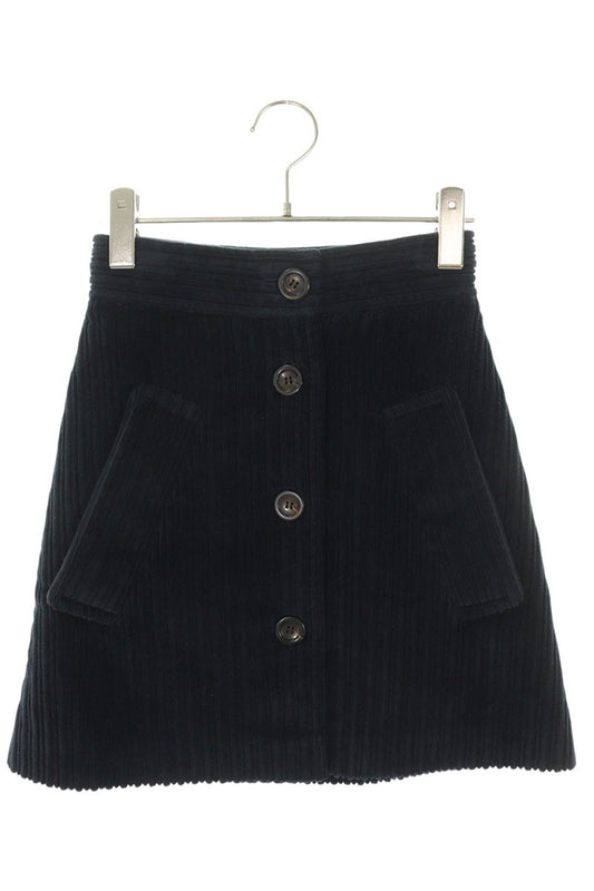 Miu Miu Black Front Button Corduroy Skirt Size 36