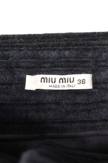 Miu Miu Black Front Button Corduroy Skirt Size 36
