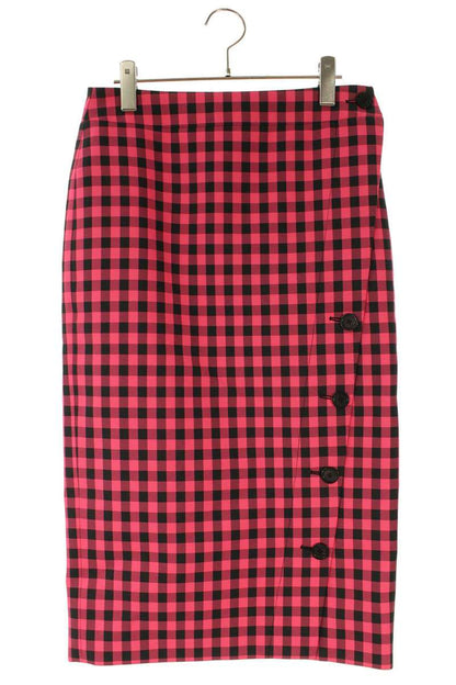 Balenciaga Pink & Black Check Button Skirt Size 36