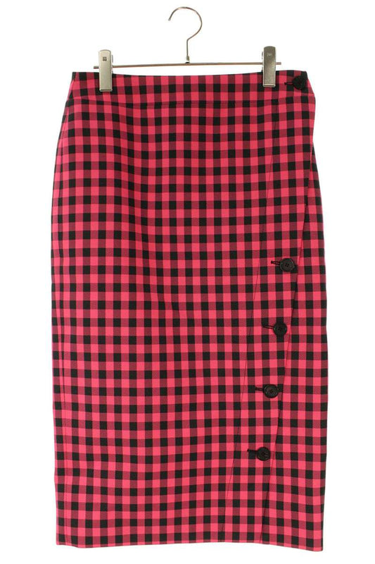 Balenciaga Pink & Black Check Button Skirt Size 36
