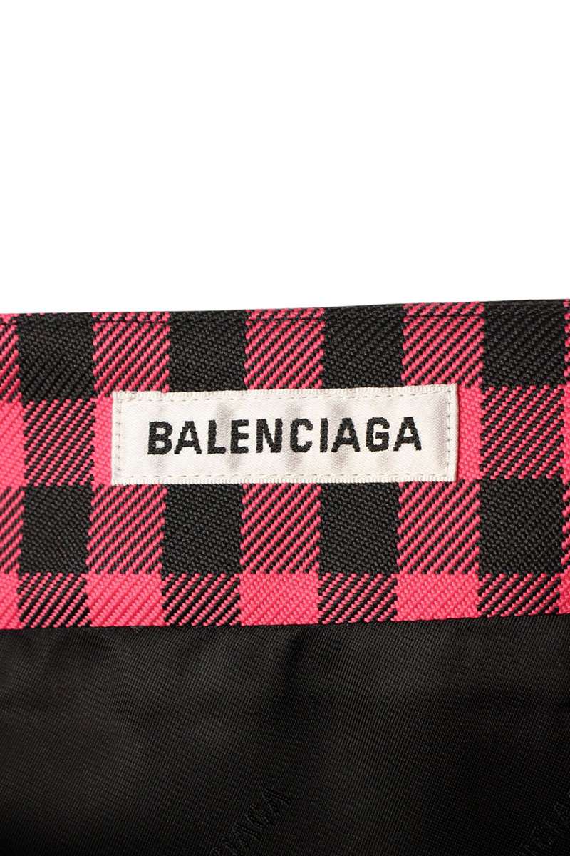Balenciaga Pink & Black Check Button Skirt Size 36